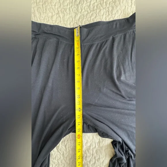 Eileen Fisher Fine Jersey Wide Leg Cropped Slit Pants Black Women's Size L - Picture 12 of 13